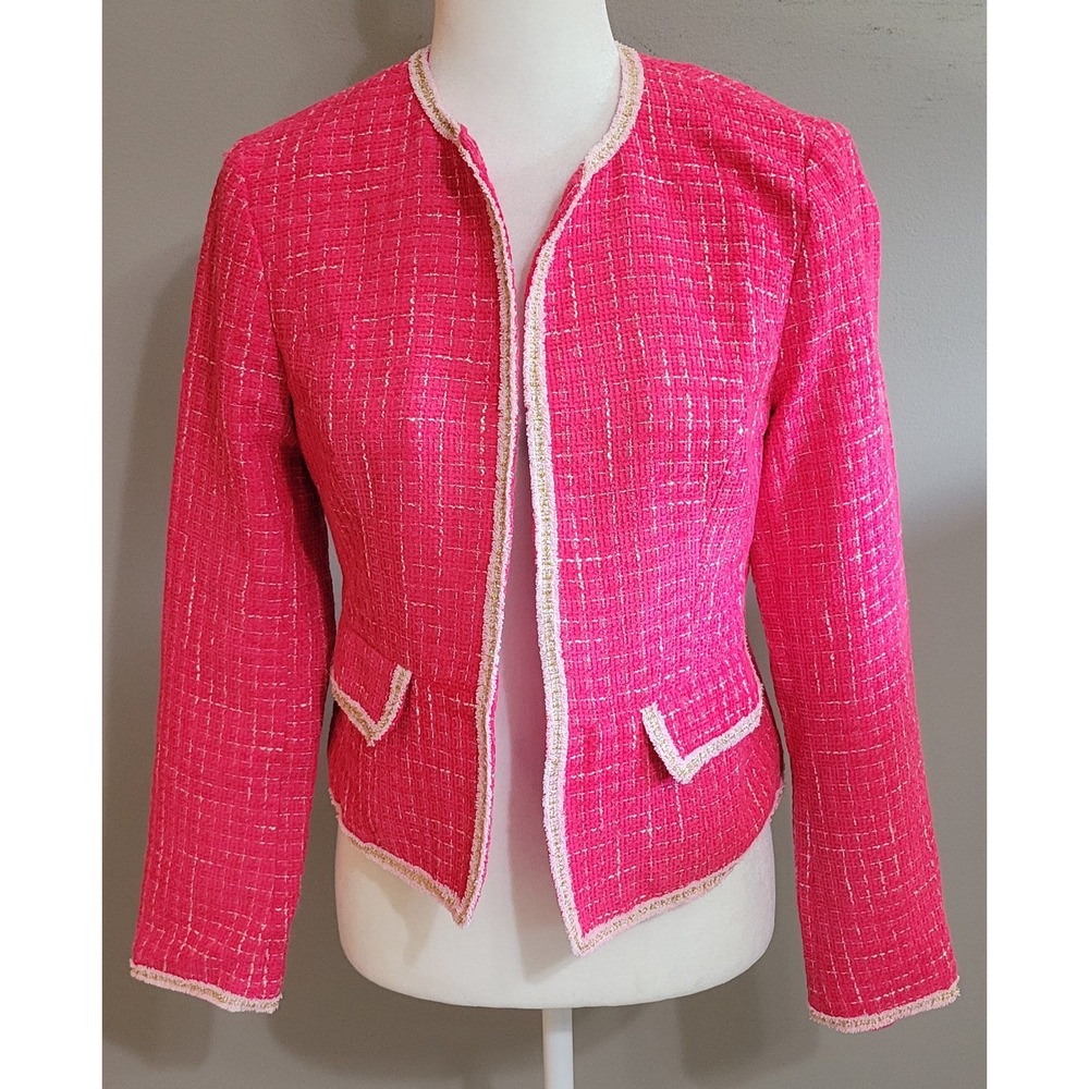 NWT Allegra K Pink Tweed Cropped Blazer